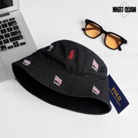 Mũ nón bucket Polo kaki thêu họa tiết cờ Mỹ và logo - Nhật Quân Asia nhatquanasia