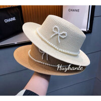 Mũ nón cói đầu bằng vành ngang 6cm gắn nơ trai; hàng dầy bao chất