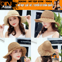 Mũ nón cói nữ vành rộng đi biển tiểu thư thời trang BINSPORTS M012