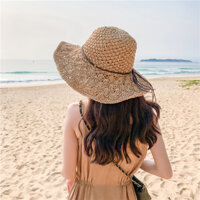 Mũ nón cói rộng vành đi biển phối dây nơ xinh xắn, chất dày dặn, có hình thật, video - Mã CO010