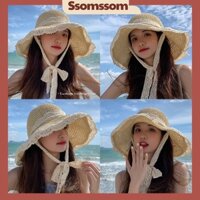 Mũ Nón Cói Viền Ren Buộc Dây Ren Tiểu Thư