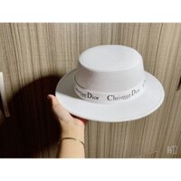 Mũ nón dạ vành nhỏ đai Dio trắng sang chảnh