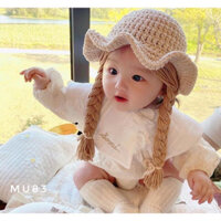 MŨ / NÓN LEN KÈM 2 BÍM TÓC DỄ THƯƠNG CHO BÉ DƯỚI 1 TUỔI - HÀNG HAND MADE