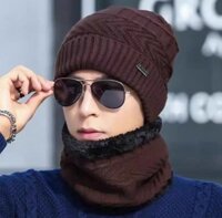 Mũ nón len nam khăn choàng cổ y hình dona 22010403 - Nâu