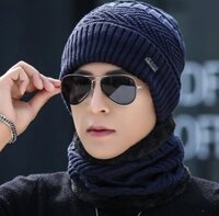 Mũ nón len nam khăn choàng cổ y hình dona 22010403 - Xanh