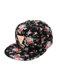 Mũ nón lưỡi chai snapback nữ SB29 hoa hồng - Đen