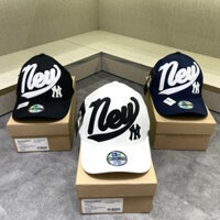 Mũ nón lưỡi trai nam nữ MLB thêu chữ New York da nổi hai mặt vải kaki cotton co giãn cao cấp MLT13P