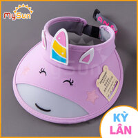Mũ nón lưỡi trai nửa đầu rộng vành trẻ em che nắng, chống tia UV cho bé trai, gái 2 3 4 5 6 7 8 tuổi. - Mũ kỳ lân