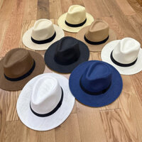 Mũ Nón Panama Cói Đi Biển Nam Nữ Vành Rộng Cứng 8cm, Đi Dã Ngoại SHOPNONRE (Có Khung Bảo Vệ Nón)