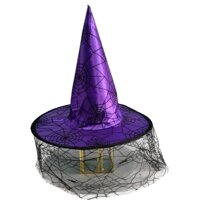 Mũ - nón phù thủy haloween có màng nhện che mặt