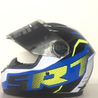 MŨ (NÓN) PHƯỢT FULLFACE ASIA MT136 HỌA TIẾT TRẮNG VIỀN XANH DƯƠNG