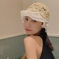 Mũ nón rộng vành cói đi biển cao cấp AAA iLita cói mềm nơ ren thời trang vintage Gaucho phong cách Hàn Quốc