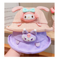 Mũ nón vành tròn, vành rộng chống nắng cho bé hoạ tiết kuromi, melody
