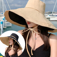 mũ nữ chống nắng chống tia cực tím đội 2 mặt thời trang, nón rộng vành vải 2 lớp cao cấp mới