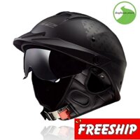 Mũ nửa đầu LS2 Rebellion HH590 Đen Nhám Họa Tiết
