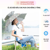 Mũ Ô Đội Đầu 2 Tầng Che Nắng Mưa, Câu Cá, Dã Ngoại, Làm Việc Ngoài Trời Nắng Mưa