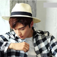 Mũ phớt cói nam rộng vành cao cấp, nón panama nam thời trang mới