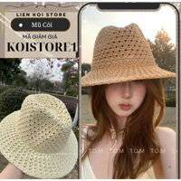 Mũ Phớt Cói Nan Dáng Cao Bồi, Mũ Cói Rộng Vành Du Lịch LIENKOISTORE Form Nữ