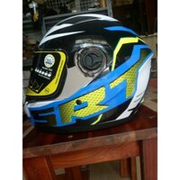 MŨ PHƯỢT FULLFACE ASIA MT136 HỌA TIẾT TRẮNG VIỀN XANH DƯƠNG