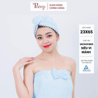 Mũ quấn tóc POÊMY sọc gân nhiều màu, thấm hút tốt, gọn nhẹ, giúp tóc nhanh khô và bảo vệ tóc - Xanh ngọc trai
