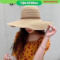 Mũ ren rộng vành thắt dây da sang chảnh