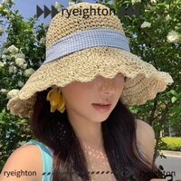 Mũ rơm RYEIGHTON, Mũ chống nắng nơ chống tia cực tím thanh lịch, Mũ đi biển vành lớn thoáng khí ngọt ngào của Pháp