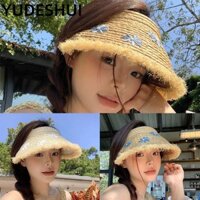 Mũ Rơm YudhUI, UPF 50 + Hạt Gỗ Màu Ống Hút Tấm Che Nắng, Chống Nắng UV Bảo Vệ Vành Lớn Mũ Che Nắng