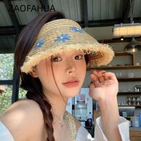 Mũ Rơm ZAOFAHUA, UPF 50 + Hạt Gỗ Màu Ống Hút Tấm Che Nắng, UV Bảo Vệ Vành Lớn Chống Nắng Mũ Che Nắng