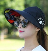 Mũ rộng vành chống nắng chống tia uc thời trang, nón chống nắng nữ - Đen