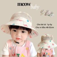 Mũ rộng vành chống nắng, mũ tai bèo chống nắng cho bé từ 1 đến 5 tuổi đi chơi, đi học hình con vật