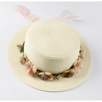 Mũ rộng vành đi biển đẹp Nón rộng vành đi biển Mũ cói đi biển rộng vành Panama thời trang Hàn Quốc dona21040801 - trắng sữa