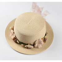 Mũ rộng vành đi biển đẹp Nón rộng vành đi biển Mũ cói đi biển rộng vành Panama thời trang Hàn Quốc dona21040801 - Kem