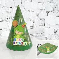 Mũ sinh nhật giấy-khủng long xanh (10mũ)