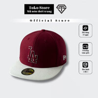 Mũ Snapback M.LB lưỡi bằng mix màu đỏ trắng thêu logo LA, Nón Snapback LA lưỡi bằng siêu đẹp, Freesize, Full hộp