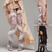 Mu-socks Ren Đúc Chip Đùi Cao Cấp Ruffle Vớ Hoa Tất Dành Cho Nữ Nữ Cô Gái