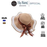 Mũ sóng nơ 2 lớp vành rộng Hạ Băng Designs cho mẹ và bé đi biển mùa hè
