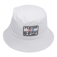 Mũ tai bèo nam nữ thêu chữ G-D Its So Nice dễ thương, vành rộng chống nắng tốt, chất liệu vải mềm mại - Hạnh Dương - Trắng