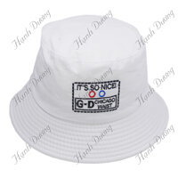 Mũ tai bèo nam nữ thêu chữ G-D Its So Nice dễ thương, vành rộng chống nắng tốt, chất liệu vải mềm mại - Màu Trắng