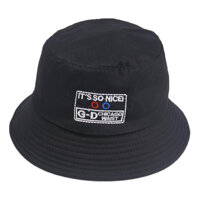 Mũ tai bèo nam nữ thêu chữ G-D Its So Nice dễ thương, vành rộng chống nắng tốt, chất liệu vải mềm mại - Hạnh Dương - Đen