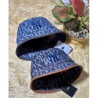 Mũ tai bèo nam nữ vải jean hoạ tiết viền da xịn