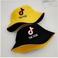 Mũ tai bèo nam nữ vành tròn 2 lớp TIKTOK, nón bucket unisex hottrend - Đen - Vàng