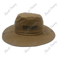 Mũ tai bèo nam rộng vành chống nắng tốt thêu chữ Sport thời trang, vòng đầu 58cm, may 2 lớp chống nóng tốt - Hạnh Dương - Nâu