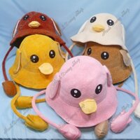 Mũ tai bèo nón vành rộng cho bé từ 5-12 tuổi hàng quảng châu hình con vịt bóp kêu cạp cạp