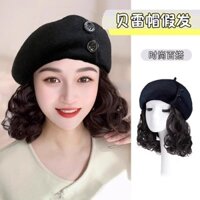 Mũ tóc giả một chiếc mũ nồi Tóc Xoăn Ngắn Kiểu tây kiểu dáng mới mùa thu đông nữ Mũ trùm đầu cho các bà mẹ trung niên và cao tuổi