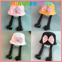 [Mũ Trẻ Em] Có Thể Gập Lại Mùa Hè Cho Bé Tóc Giả Bện Mũ Chống Nắng Bé Gái Xuân Thu Phong Cách Mỏng Mũ Xô Cho Bé