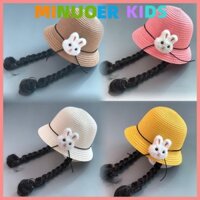 [Mũ Trẻ Em] Mùa Xuân Mùa Hè Bé Gái Công Chúa Bím Tóc Giả Mũ Chống Nắng Cho Bé Đi Biển Mũ Kid Bucket Hat