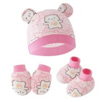 Mũ Trẻ Sơ Sinh Găng Tay Tập Đi Nắp Chân Bé Sơ Sinh Mũ Cotton Nguyên Chất Chia Bộ Ba Mảnh 25.1.2