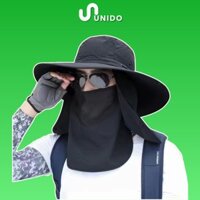 Mũ trùm chống nắng chống nước chống thấm cao cấp UNIDO nón vành rộng chống nắng kèm khẩu trang - M06
