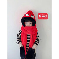 Mũ trùm đầu cho bé, hình hoạt hình siêu nhân mũ len kèm khăn liền bao tay SIÊU ẤM, CỰC NGẦU - hot hit 2024