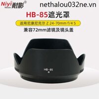 Mũ trùm đầu HB-85 chống bóng Thích hợp cho Nikon Z 24-70mm F4 S Tấm che nắng ống kính Z5 Z6 / Z7II Z9 ZFC Micro Phụ kiện máy ảnh đơn 72mm